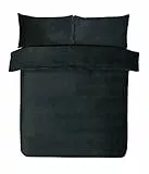 Sleepdown Set di biancheria da letto con copripiumino e federe, in pile a nido d'ape e caldo, super morbido, 200 x 200 cm, colore: nero