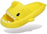 Ciabatte Squalo Estive Donna Uomo Pantofole da Bagno Comode Ciabatta da Doccia Antiscivolo Sandali da Spiaggia e Piscina a Punta Aperta Shark Slides Slippers, Giallo, 38/39 EU
