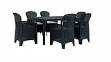 Tomaino Tavolo e sedie da Giardino in plastica Simil Rattan (atracite)