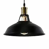Lightess Lampada a Sospensione Vintage Lampadario Industriale Luce da Soffitto Edison Luce Retro Lampadario Attacco E27 Plafoniera in Metallo per Ristorante, Interno ed Esterno nero