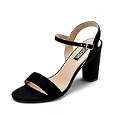 DREAM PAIRS Donna Sandalo con Tacco Largo Alto e Sandali Tacco Quadrato Classiche Eleganti Fibbie Moda Scarpe Nero SDHS2358W-E Taglia 41 (EUR)