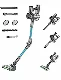 KOHE K10 Aspirapolvere Senza Fili Potente, Scopa Elettrica Pieghevole 500 Watt 33Kpa, 130.000 Giri/Min, 4 Modalità di Potenza di Aspirazione, Autonomia Fino a 55 minuti, Ciclone a 6 livelli, Blu