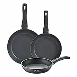 PINTINOX Set 3 Padelle Energy, in Alluminio Forgiato, Adatto l'Induzione, Interno Antiaderente, Manico in bachelite Soft Touch, Diametro 20-24-28 cm