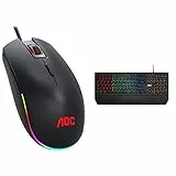 AOC GM500 Mouse da gioco - 5.000 DPI - Interruttori Omron - Effetti RGB regolabili & GK200 Tastiera da gioco - Tastiera per PC con layout italiano