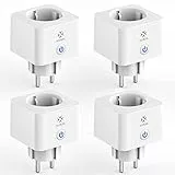 Woox Presa Intelligente 4 Pezzi, Smart Plug WiFi 16A, Testata TÜV, Telecomando luci, Controllo Vocale Compatibile con Alexa/Google Home, Temporizzazione Timer