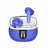 Cuffie Bluetooth, Auricolari Bluetooth 5.3 In Ear con 4 Mic di Cancellazione Del Rumore, 30 Ore, HiFi Stereo Cuffie Wireless, IP7 Impermeabili Cuffiette, Touch Control, LED Display, Blu Scuro