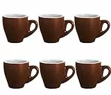 Tazzina da caffè tazza da caffè 6 Tazze ceramica 2 confezioni altezza 6 cm tazzine colorate con manico (Marrone)