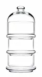 PASABAHCE Patisserie Basic Set 3 Contenitori con Cupola Impilabili, Vetro, Trasparente, 12x26 Cm