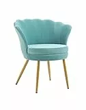 Poltrona Conchiglia Camera da Letto in Velluto Design Moderno, Sedia Classica con Gambe in Metallo Placcato Oro - Poltroncina per Salotto con Seduta Morbida Imbottita Modello Maddina - Tiffany