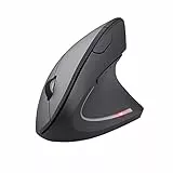 Trust Verto Mouse Verticale Wireless, Ergonomico senza Filo, 800/1200/1600 DPI, Microricevitore USB, 2.4GHz, 6 Pulsanti per PC, Computer, Portatile, Mac - Nero