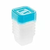 keeeper Set da 6 Contenitori per Alimenti, 6 x 90 ml, 6,5 x 6,5 x 4 cm, Fredo Fresh, Blu trasparente
