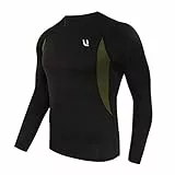 UNIQUEBELLA Maglia Termica a Maniche Lunghe da Uomo in Pile, Strato di Base ad Asciugatura Rapida per l'inverno, Maglie per Corsa, Ciclismo e Sci