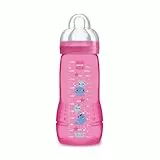MAM - Easy Active, biberon 2a età, 330 ml, 6+ mesi, tettarella a flusso X, velocità rapidissima, rosa