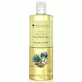 PraNaturals Olio di ricino pressato a freddo 500ml - per la crescita di capelli e ciglia - per ammorbidire la pelle e il viso.