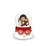 THUN, Boule de Neige in Vetro con Iconico Angelo in Ceramica Decorata a Mano, 4.8x4.8x6.3 cm h