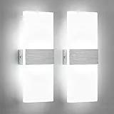Lightsjoy 2 Pezzi Applique da Parete Interno, LED Moderno Lampada da Parete, 12W 6000K Up Down Illuminazione da Parete per Camera da Letto Corridoio Soggiorno Scala (Bianco Freddo-2PCS)