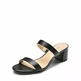 DREAM PAIRS Sandalo da Abito Comodo da Donna con Tacco Medio largo Scarpe Classiche con Tacco Alto a Punta Tonda con Due Cinturini Estivi NERO DHS213-E Taglia 41 (EUR)