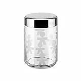 Alessi AKK37 Girotondo Barattolo Ermetico in Vetro Serigrafato con Coperchio in Acciaio Lucido