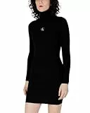 Calvin Klein Jeans Abito Maglione Collo Distintivo Abiti, CK Black, M Donna