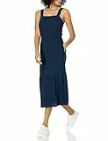 Amazon Essentials Abito Svasato a Balze in Twill Morbido Donna, Blu Marino, M