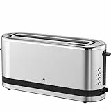 WMF Tostapane KITCHENminis in Acciaio Cromargan, Tostapane con Fessura lunga, 7 Livelli di Doratura, Design Compatto e Salvaspazio, Pinze, Griglia per Pane e Vassoio Removibile Inclusi, Potenza 220 W