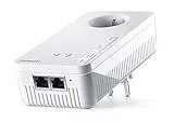 devolo Ripetitore WiFi+ ac: Amplificatore WiFi con presa integrata, Internet veloce tramite WiFi dual band, compatibile con tutti i box internet, (1200 Mbit/s, 2 porte Ethernet, modalità Access Point)