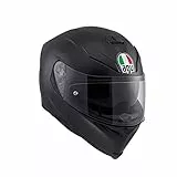 AGV K5 S ECE 22-05 Solid Casco Moto Integrale ECE 22-05 in Carbonio-Fibra di Vetro, con Visierino Parasole, Nero Opaco, MS
