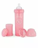 Twistshake Anticolica Biberon 330 ML, con Silicone Tettarella a Flusso Rapido per Bambini da 4+ Mesi, Sigillato Contenitore, Senza BPA, Rosa Pastello