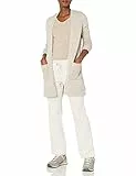 Amazon Essentials Cardigan a Maniche Lunghe in Jersey con Cuciture a Vista sul Davanti Donna, Avena Puntinato, S