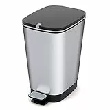 Keter Chic Pattumiera M Pattumiera Decorata a Pedale con Secchio Interno per Sacchetto da 35 L, 26.5 x 40.5 x 45 H, Plastica, Componenti in Gomma e Metallo, Acciaio, 35 L