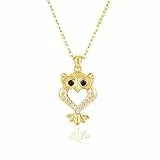 Collana con ciondolo a forma di gufo, in argento Sterling, con zirconia cubica, per donne e ragazze, regalo per moglie, mamma, fidanzata, Argento sterling