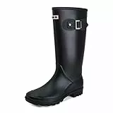 Rumkok Stivali Pioggia Donna, Leggere Comode Giardinaggio Scarpe, Antiscivolo Da Pioggia Stivaletti, Nero, 38 EU