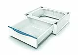 Meliconi Base Torre Extra L60, Kit di Sovrapposizione Lavatrice Asciugatrice Universale, Supporto Asciugatrice Premontato con Cassetto da 28 L, Cinghia di Sicurezza Inclusa, Portata 250 Kg, Bianco