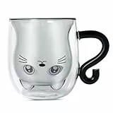 Binoster Graziose tazze bicchieri a doppia parete isolati tazza espresso, tazza da caffè, tazza da tè, latte, regalo per ufficio e compleanno personale
