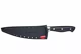 MasterClass Coltello da Chef in Acciaio Inossidabile con Fodero Affilacoltelli 'EdgeKeeper', 20 cm - Nero