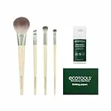 EcoTools Kit Merry Must-Haves, set regalo da 6 pezzi, pennelli per trucco viso e ombretto, shampoo e detergente per pennelli, carta assorbente per trucco opaco, ecologico, set regalo da 6 pezzi