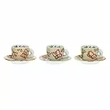 THUN - Set di Sei Tazzine da caffè in Ceramica Decorata, con Piattino - Linea Fall in Love - caffè al Volo, Set Tazzine e Tazze - Ø 6,5 cm; 5 cm h; 12 cm piattino
