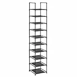 SONGMICS Scarpiera a 10 Ripiani, Scaffale Portascarpe, Organizzatore per Scarpe, 33 x 33 x 173 cm, Telaio in Metallo, Ripiani in Tessuto Non Tessuto, Corridoio, Camera da Letto, Nero LSR110B02
