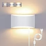 Glighone 12W Lampada da Parete LED Dimmerabile Applique da Parete Interni con Cavo e Spina, Applique Interno Moderna in Alluminio per Soggiorno, Corridoio, Camera da letto, Scale 6000K Bianco Freddo
