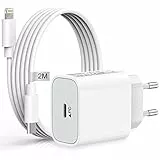 Caricatore iPhone Apple Certificato MFi,20W Caricatore Rapido iPhone Alimentatore Caricatore USB C Caricabatterie iPhone Tipo C con 2M Lightning Cavo per iPhone 14 13 12 Pro Max/Mini/11/XS/XR/X/SE/8