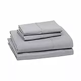 Amazon Basics 4 pezzi Set di Lenzuola in Microfibra Super morbide e Leggere, con Tasche Profonde da 35.6 cm Foglio, Grigio Scuro, King, Tinta unita