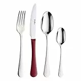 Prima Collection Bellagio Set 24 Pezzi Acciaio Inox Nichel Free Made in Italy, coltello con manico in polipropilene colore Rosso