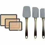 Amazon Basics - Tappetini da forno in silicone, set da 3 pezzi & Spatole in silicone, set da 3 pezzi