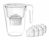 Filtro caraffa Philips +6 cartucce filtranti di ricambio Micro X-Clean, flusso rapido, bianco, 2,6 litri, timer elettronico