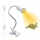 U/D Lampada a Clip Riscaldante con Clip e Cavo, Lampada Riscaldante Rettile, per Lampadine a Infrarossi e Luce Termica, Ruotabile a 360°(Senza Lampadina) (Bianca)