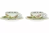 THUN - Set di 2 Tazzine da caffè - Linea Fiore in Fiore - Cucina, caffè al Volo - Porcellana - 65ml; Ø 6,5cm; 6cm h; Piattino 12x12x1cm h