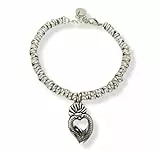Habibi Jewels Bracciale donna acciaio con nodini cerchietti intrecciati con ciondolo a forma di Sacro Cuore Sacré Couer Ex Voto Idea Regalo Compleanno Festa della Mamma Natale