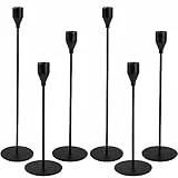Set di 6 Portacandele Neri Candelieri in Metallo Portacandele Lungo Portacandele Alto per per Candele Coniche,Tavolo Ornamento Decorazioni per Matrimoni,Natale candelabri vintage