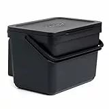 TATAY  Pattumiera per Umido con Supporto, Capacità 6L, polipropilene, Realizzata con Materiali Riciclati al 100%. Colore Nero. Misure 26,5 x 20,5 x 18,5 cm