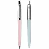 Parker Jotter Originals collezione pastello di penne a sfera | finiture in stile anni ’50 assortite | punta media | inchiostro blu | confezione da 2, Rosa (Pastello)/Blu (Celeste)